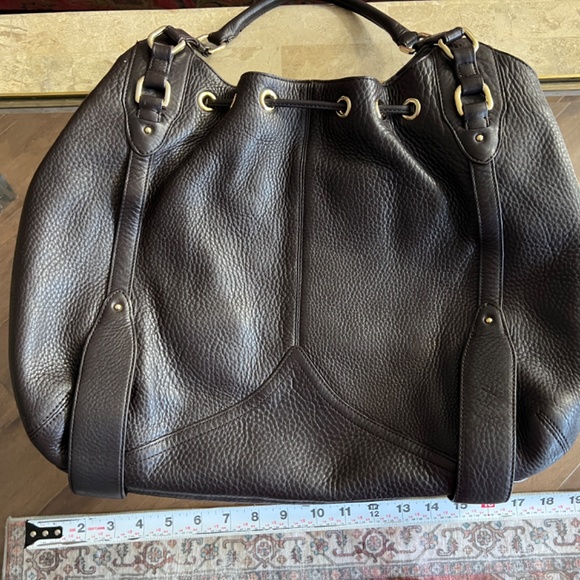 Cole Haan Dark Chocolate Brown Leather Top Handle Zip Closure - beautiful/roomy - Picture 13 of 16